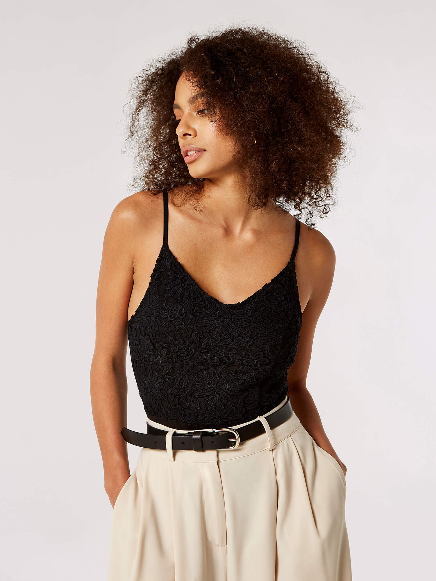 Guipure Floral Lace Bodysuit Apricot Clothing