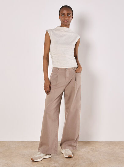 High Neck Side Ruched Top