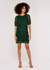 Geometric Lace Shift Dress, Green, large