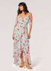 Watercolour Floral Chiffon Maxi Dress, Mint, large