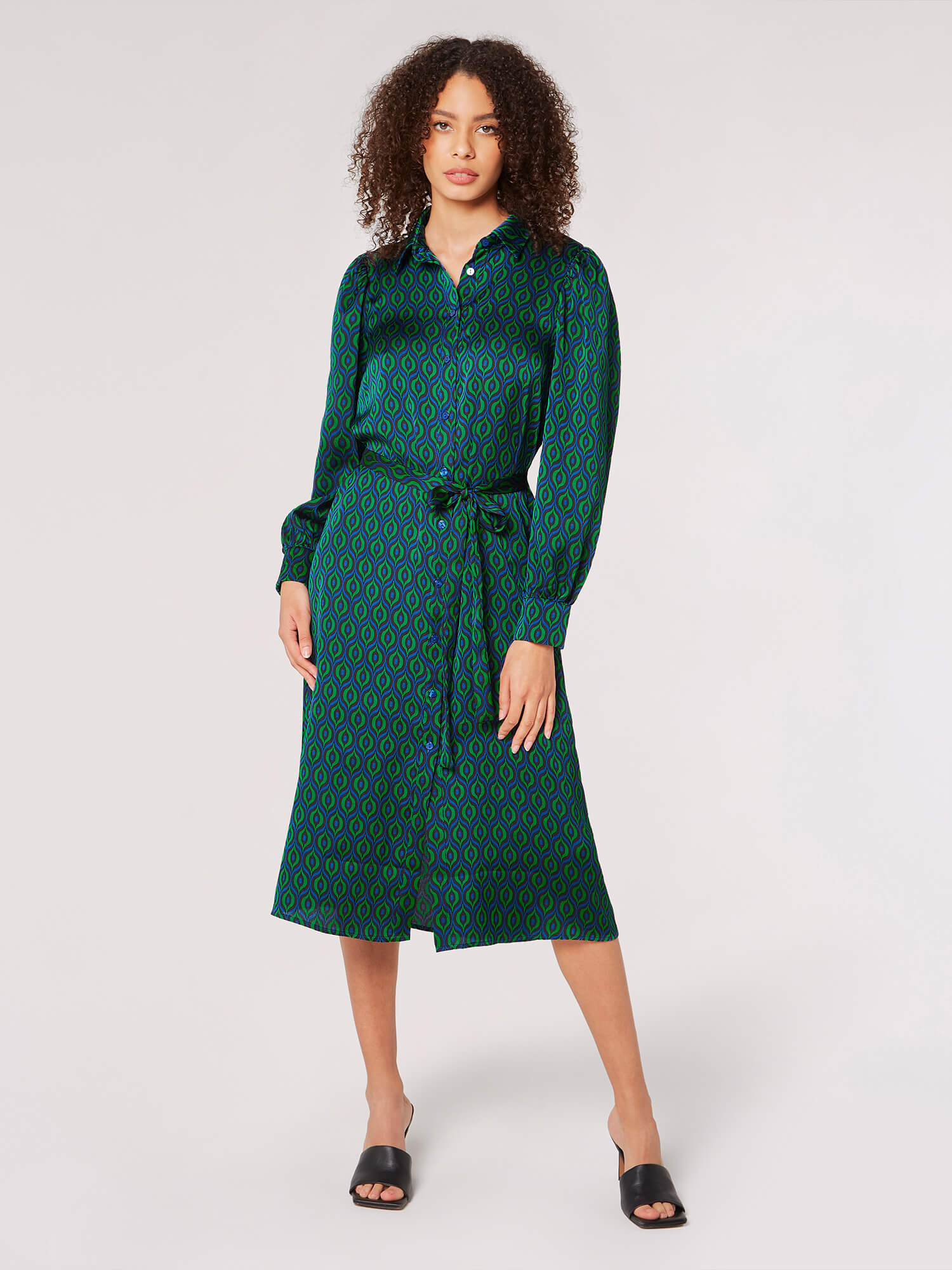 Satin shirt dress midi on sale