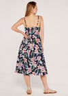 Tropical Floral Button Down Tea Dress, Navy, large
