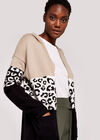 Animal Colour Block Hooded Cardi, Stone, large