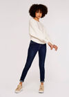 Rib Batwing Crop Jumper, Cream, large