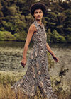 Multi Animal Maxi Dress, Brown, large