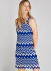 Knitted Zig Zag Shift Dress, Blue, large
