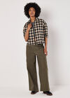 Cropped Check Shacket, Black, large