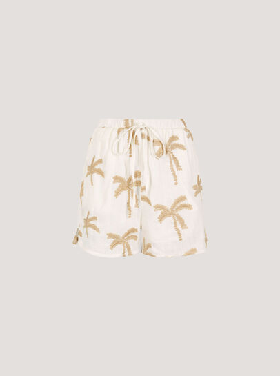 Embroidered Palm Tree Shorts