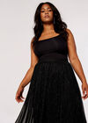 Curve Lurex Midi Skirt, Black, large