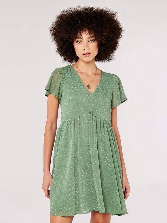 Skater Mini Dress, Green, large