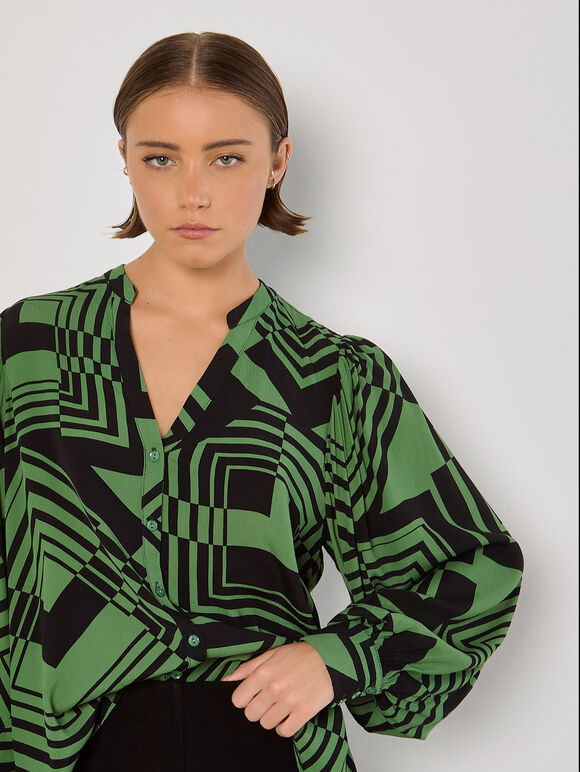 Geo Squares Shirt, Green, large
