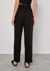 Linen Blend Cropped Trousers, Black, large