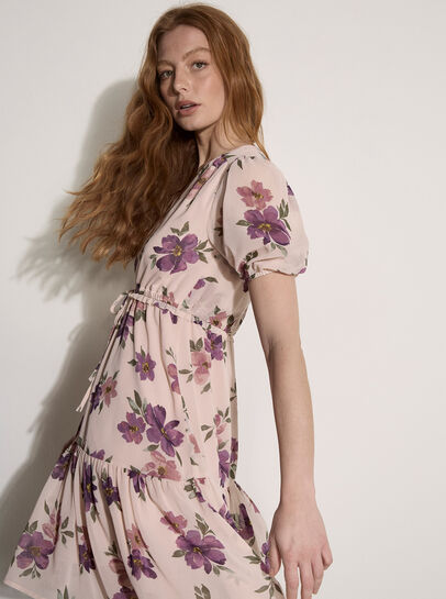 Floral Rose Chiffon Mini Dress