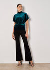 Velvet Ruched Side Top, Green, large