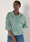 Batik Leaf Jersey Knit Top, Green, large