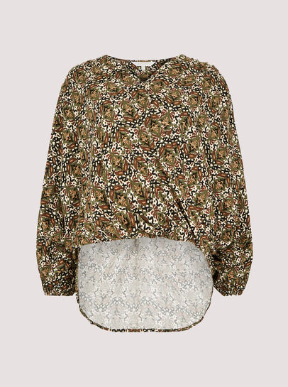 Ikat Tile Print Wrap Top