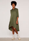  Twill Shirt Dress, Khaki, large