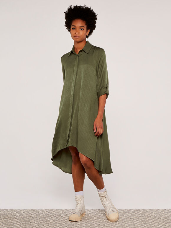  Twill Shirt Dress, Khaki, large