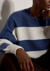 Chunky Knit Stripe Oversized Jumper, Blue, large