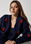 Chunky Knit Strawberry Cardigan, Navy, large