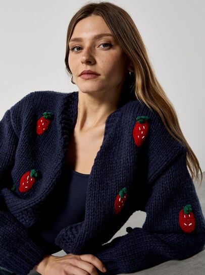 Chunky Knit Strawberry Cardigan