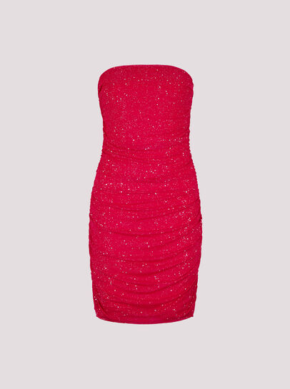 Sparkle Mesh Bandeau Mini Dress