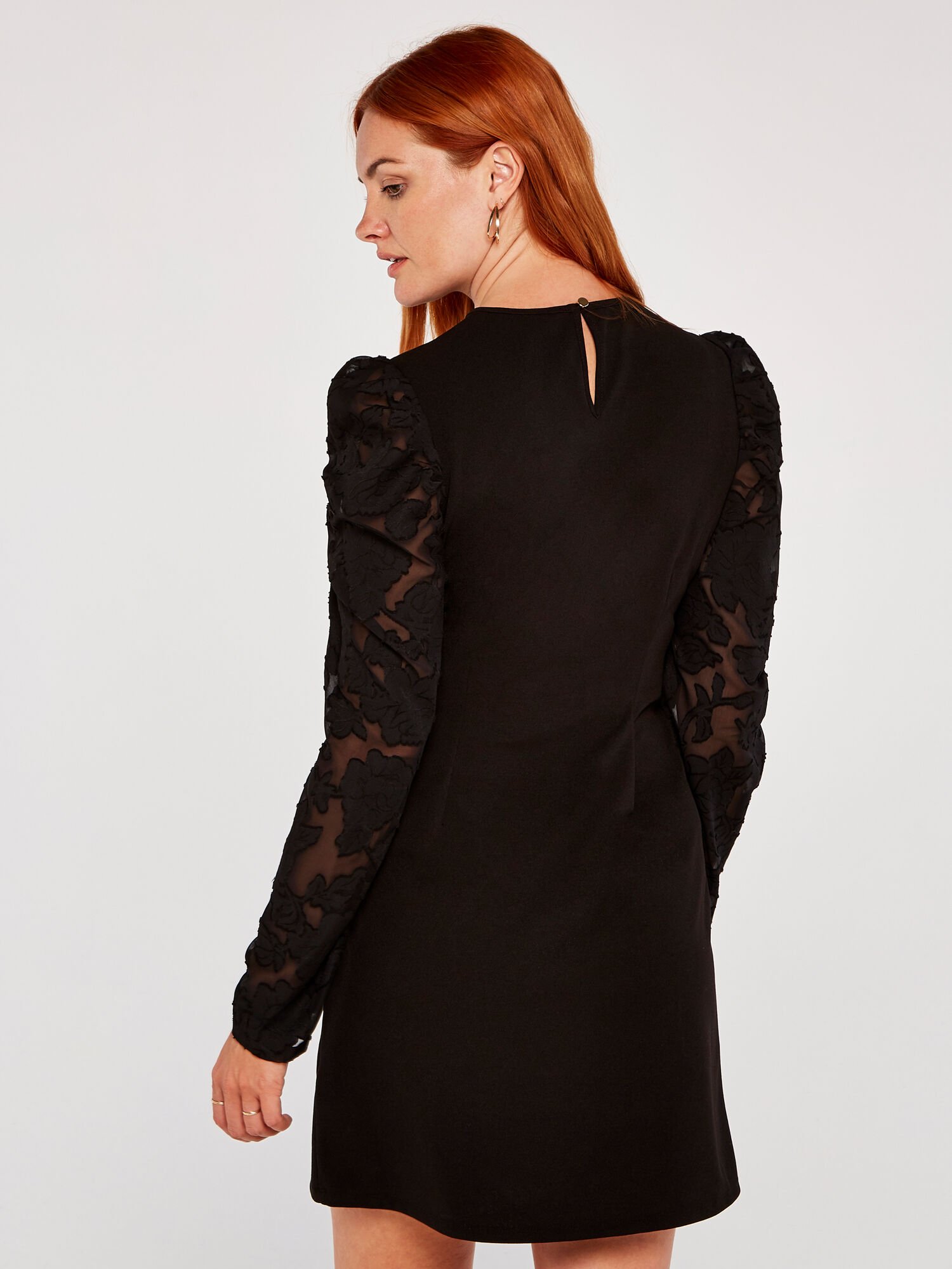Sheer puff sleeve dress clearance