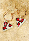 Hand Painted Ceramic Hoop Earrings, Red, large