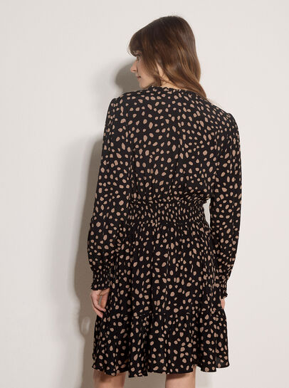 Irregular Spot Crepe Mini Dress