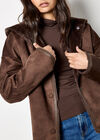 Reversible Faux Fur Suede Jacket, Brown, large