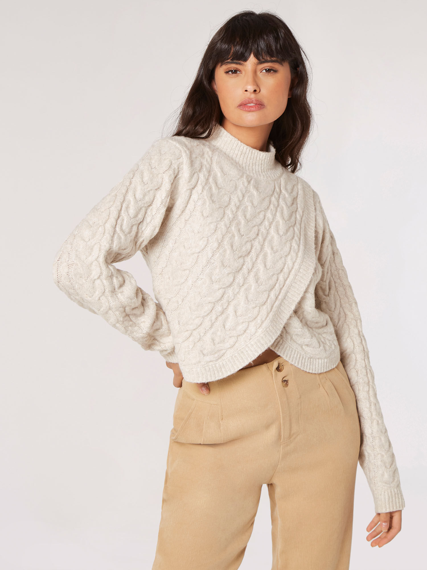 Cable knit hotsell wrap sweater