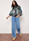 Patchwork Paisley Boxy Shirt, Navy, large
