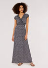 Ditsy Smock Maxi Dress, Navy, large