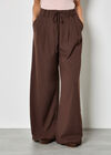 Pleat Detail Wide-Leg Trousers, Brown, large