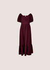 Smocked Shimmer Maxi Dress, Burgundy, large