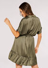 Ruffle Shirt Mini Dress, Khaki, large