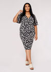 Curve Floral Ruched Midi Dress, Black, large