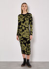 Abstract Flower Knitted Midaxi Dress, Black, large