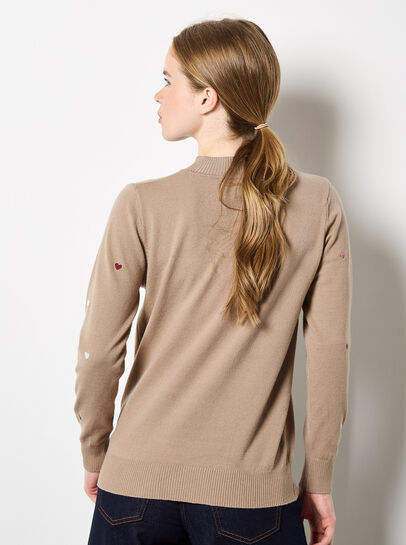 Embroidered Hearts Fine Knit Jumper