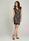 Navy Lace Scallop Bodycon Dress, Navy, large