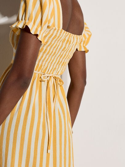 Stripe Milkmaid Midaxi Dress
