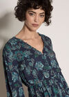 Folk Floral Mini Dress, Navy, large
