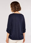 Ruched Side Top, Navy, large
