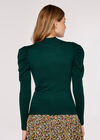 Ruched Shoulder Fitted Jumper, Green, large