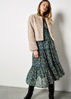 Paisley Print Chiffon Midi Dress, Green, large