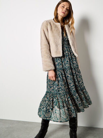 Paisley Print Chiffon Midi Dress