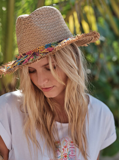 Fringed Straw Mexico Hat