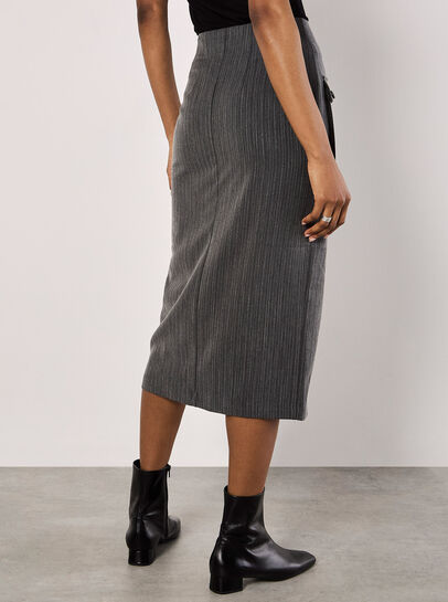 Pinstripe Cargo Midi Skirt