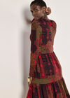 Folk Patchwork Jersey Knit Mini Dress, Red, large