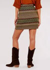 Aztec Jacquard Mini Skirt, Khaki, large